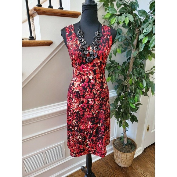 Kim Rogers Women Multicolor Polyester Sleeveless Scoop Neck Knee Length Dress PM - Picture 1 of 10